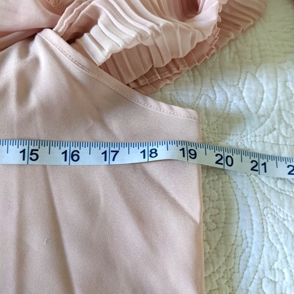 BLUSH Pink Romantic Micro Pleat Sheer Dress M Long sleeve - Picture 13 of 14